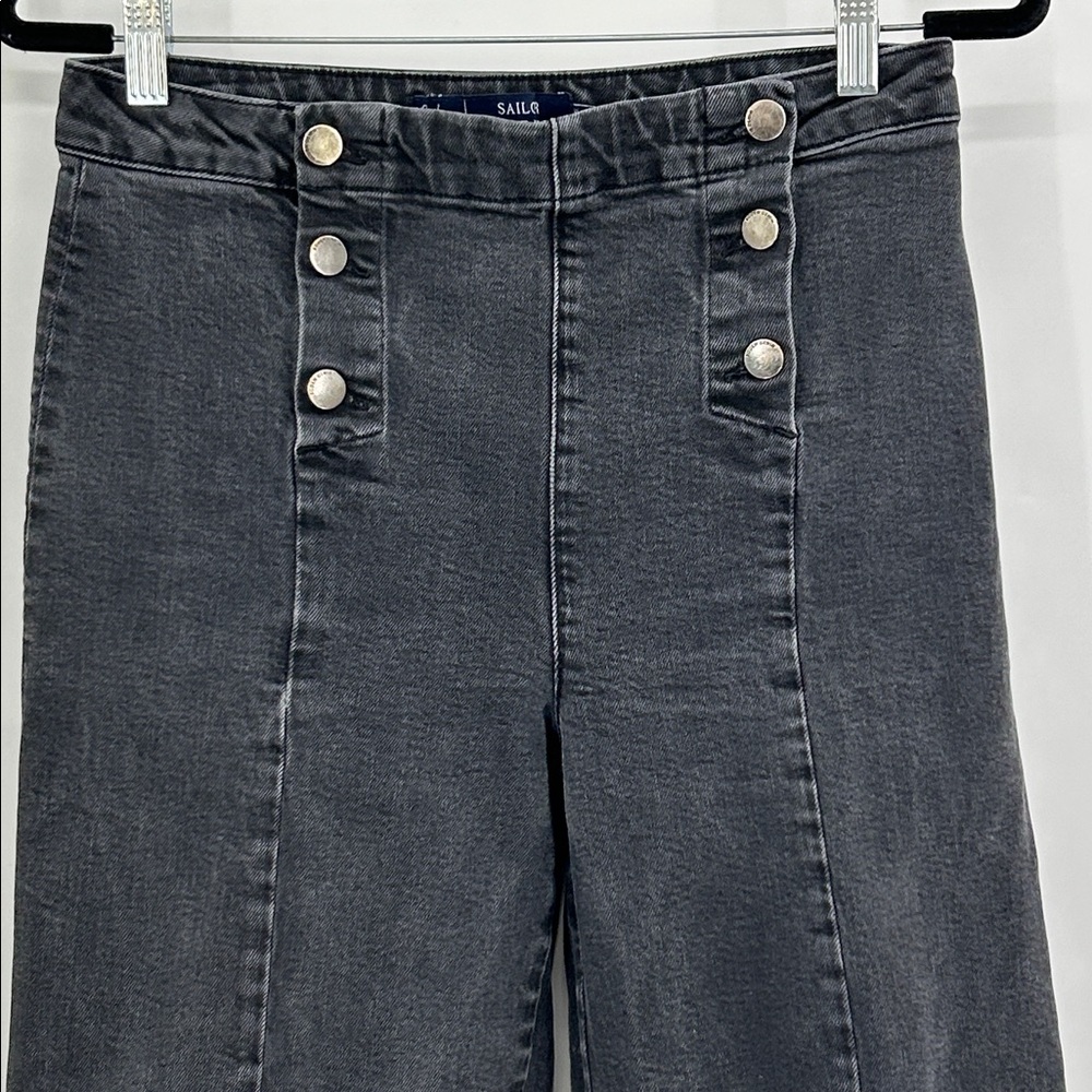 Boden Black Sailor Wide Leg Jeans Size 10 LONG - Picture 3 of 9